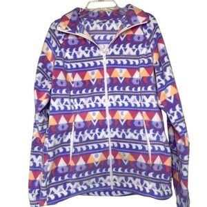 Columbia Benton Springs Printed Fleece Jacket Women M White Fair Isle Full Zip